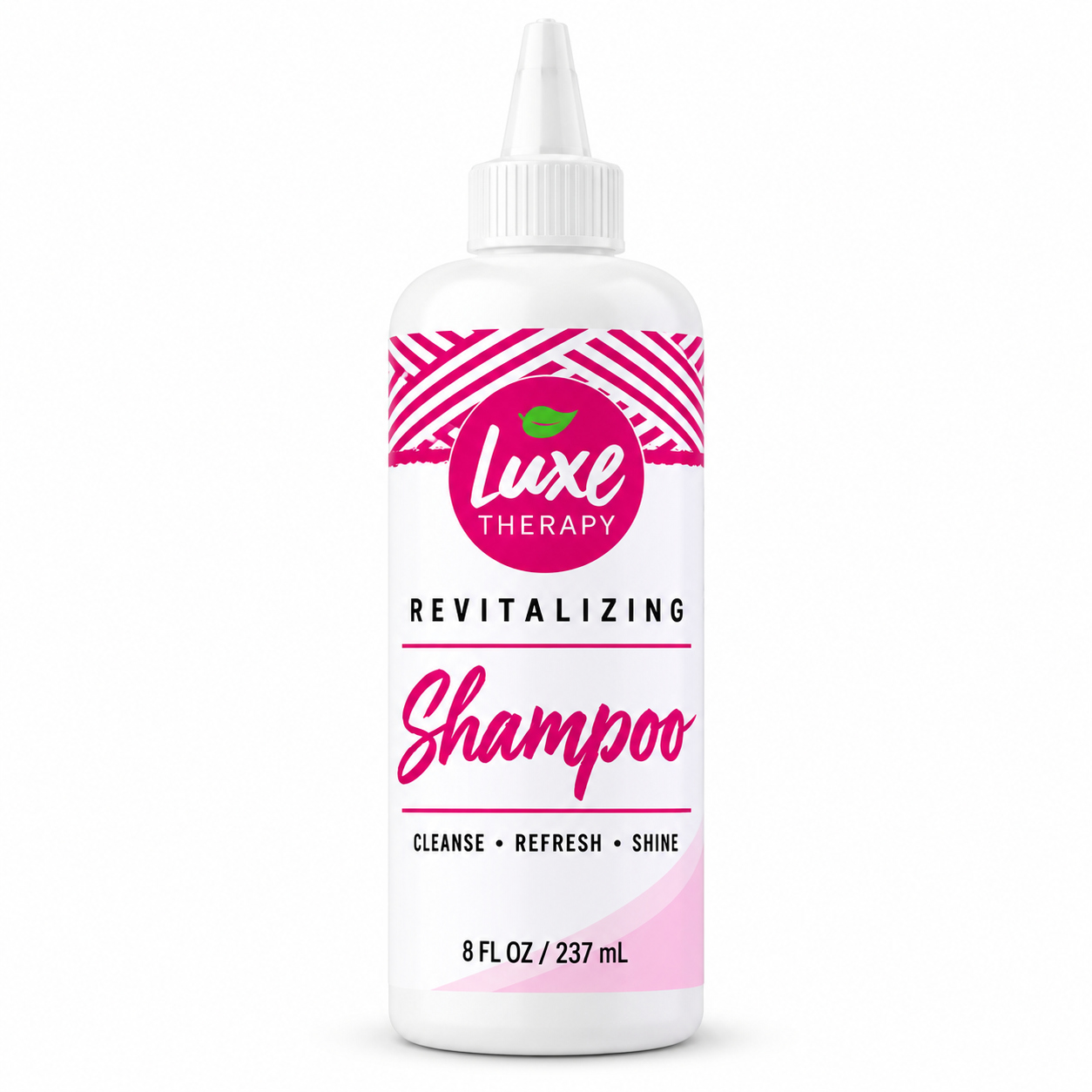 Luxe Therapy Revitalizing Shampoo, 8 fl oz bottle with magenta chevron label